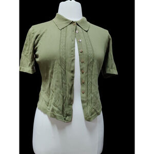 Casual Corner collared button up short sleeve sweater size Large